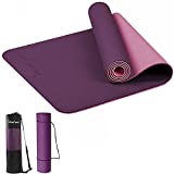 LEEPWEI Yoga Mat for Women Exercise Mat Thick Non-Slip TPE Eco-Friendly Material Fitness Mat for Yoga Pilates and Floor Exercise with Yoga Belt and Storage Bag Exercise Mat for Men (72"X24"X 1/4")